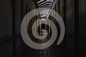 Corridors inside a Catholic cemetery