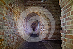 Corridors of the old fortification structure of red brick