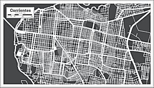 Corrientes Argentina City Map in Black and White Color in Retro Style. Outline Map