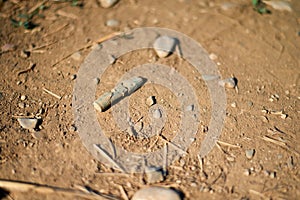 Corroded gun sleeve in desert