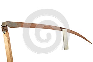 Corroded old scythe