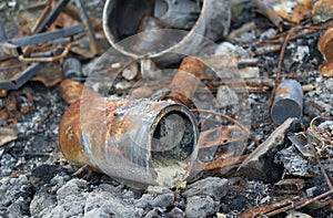 Corroded and rusty tin and can