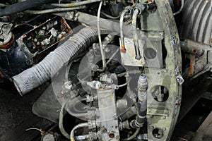 Corroding alloy parts of recovered aero engine from an old crash site.