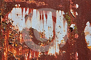 Corroding, dripping bloody metal, chipped paint, rusting wall, background asset