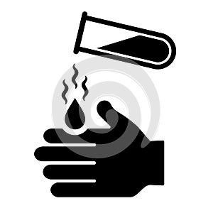 Corrosive chemical agent, acid burn hazard icon