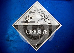 Corrosive material at the acid container