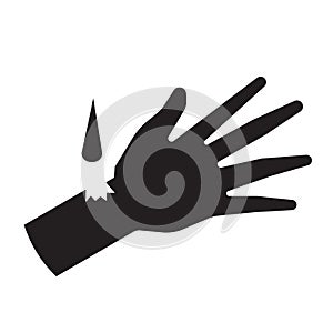 Corrosive material on hand vector icon sign