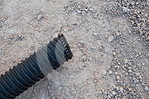 Corrugate drainage pipe constuction photo