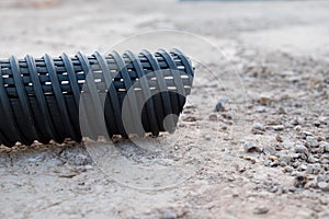 Corrugate drainage pipe constuction photo