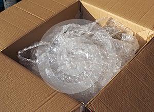 carboard box with bubble wrap