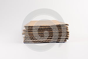 Corrugated cardboard for packing on white. abstract background horizontal lines