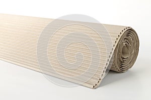 corrugated cardboard roll on white background
