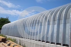 corrugated galvanized iron hangar. Construction