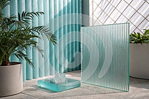 Corrugated glass texture effect for creative design photo