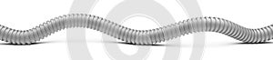 Corrugated grey pipe for installation of electrical cable. Plastic curvilinear hoses.