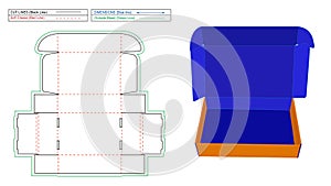 Corrugated mailer box or shipping roll end box dieline template