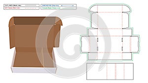 Corrugated mailer box or shipping roll end box with separator dieline template photo