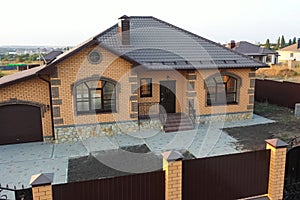 Corrugated metal roof and metal roofing. Modern roof made of met