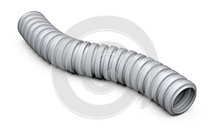 Corrugated pipe for installation of electrical cable. Plastic cu