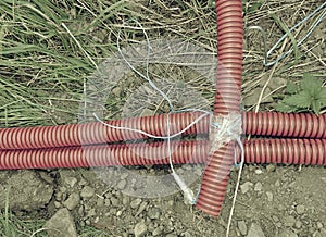 Corrugated pipes for laying electric cables in excavation