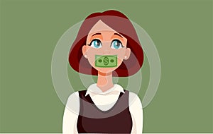 Businesswoman Being Silenced by Dollar Payment Vector Cartoon