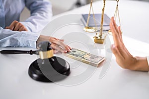 Corrupt Woman Hand Refusing Bribe
