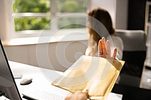 Corrupt Woman Hand Refusing Bribe