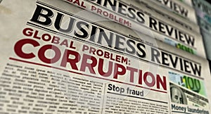 Corruption in business global problem retro newspaper printing press