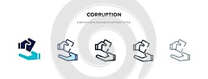 Corruption icon in different style vector illustration. two colored and black corruption vector icons designed in filled, outline