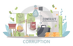 Corruption Money Laundering Cartoon Composition