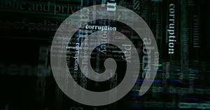 Corruption news titles media looped screens