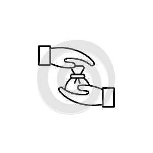 Corruption stop money icon. Simple line, outline vector of office icons for ui and ux, website or mobile application on white