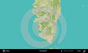 Corse-du-Sud outlined, France. OpenStreetMap Humanitarian photo