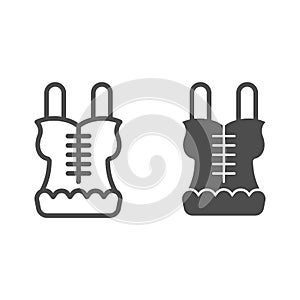 Corset line and glyph icon. Lingerie vector illustration isolated on white. Underwear outline style design, designed for