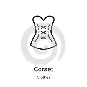 Corset outline vector icon. Thin line black corset icon, flat vector simple element illustration from editable clothes concept