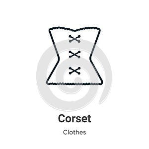 Corset outline vector icon. Thin line black corset icon, flat vector simple element illustration from editable concept isolated on