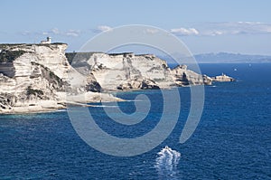 Corsica, Bonifacio, lighthouse, Strait of Bonifacio, beach, Mediterranean Sea, limestone, cliff, rocks, Bouches de Bonifacio