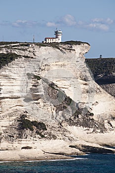 Corsica, Bonifacio, lighthouse, Strait of Bonifacio, beach, Mediterranean Sea, limestone, cliff, rocks, Bouches de Bonifacio
