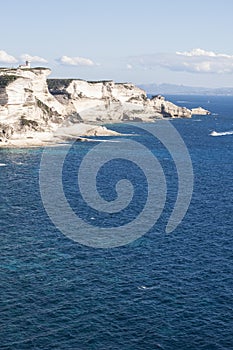 Corsica, Bonifacio, lighthouse, Strait of Bonifacio, beach, Mediterranean Sea, limestone, cliff, rocks, Bouches de Bonifacio