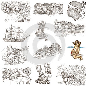 Corsica - An hand drawn collection on white