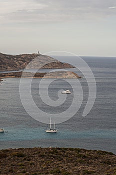 Calvi, Revellata lighthouse, beach, Pointe De La Revellata, skyline, Corsica, Haute Corse, France, Europe, island