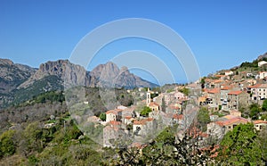 Corsican view with hill village Evisa