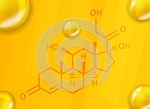 Cortisol chemical formula. Cortisol 3D Realistic chemical molecular structure