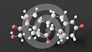 cortisone molecular structure, steroid hormone, ball and stick 3d model, structural chemical formula with colored atoms