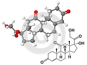 Cortisone molecule with chemical formula