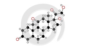 cortisone molecule, structural chemical formula, ball-and-stick model, isolated image steroid hormone