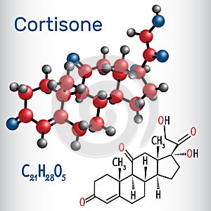 Cortisone steroid hormone - structural chemical formula and mo