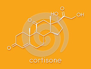 Cortisone stress hormone molecule. Skeletal formula.