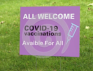 Corvid 19 Vaccinations Sign