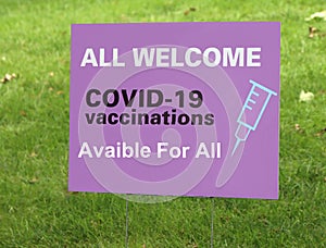 Corvid 19 Vaccinations Sign photo